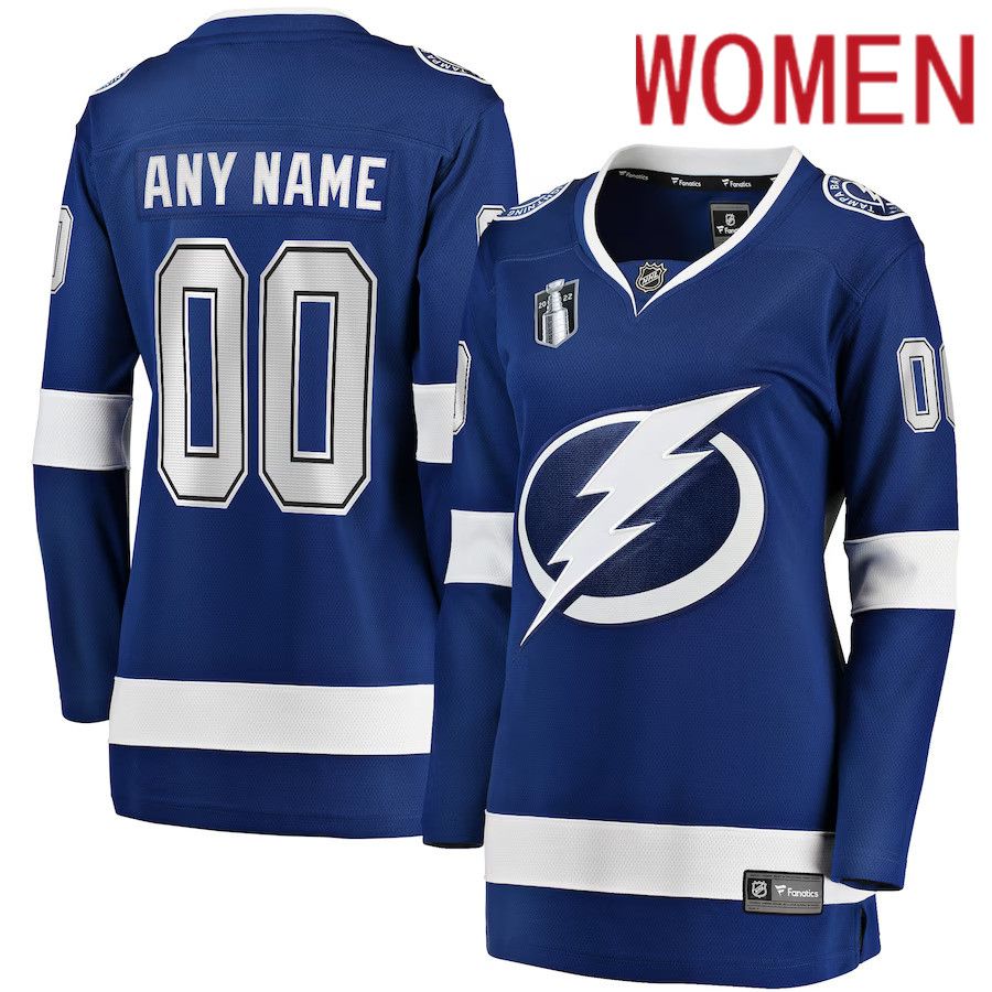 Women Tampa Bay Lightning Fanatics Branded Blue Home Stanley Cup Final Breakaway Custom NHL Jersey->women nhl jersey->Women Jersey